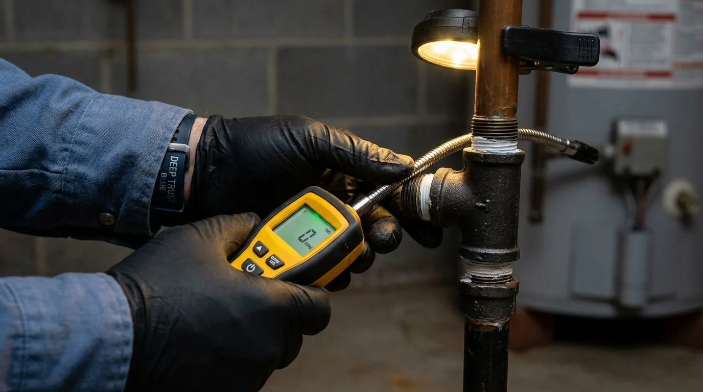 Gas leak detection with electronic sniffer by Johns Plumbing LLC in Olympia