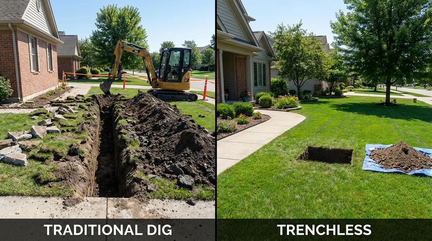 Trenchless sewer repair with minimal yard damage versus traditional excavation in Olympia, WA